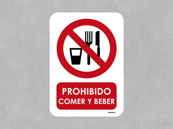 Señal Prohibido Comer y Beber