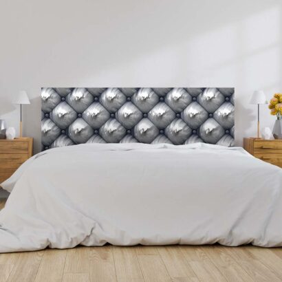 Cabecero Cama PVC Imitación Capitoné Cromado