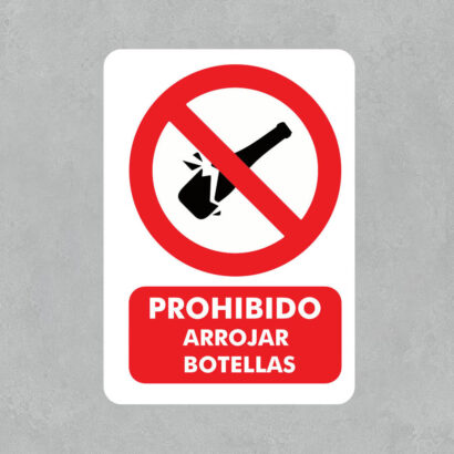 Señal Prohibido Arrojar Botellas