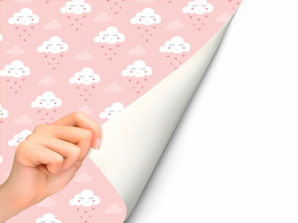 Fotomural Vinilo Infantil Nubes Corazones