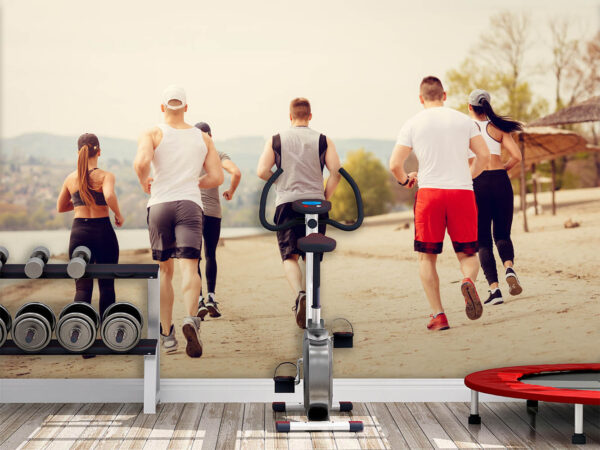 Fotomural Vinilo Running Grupo en la Playa