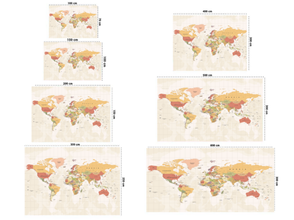 Fotomural Vinilo Mapamundi Cálido