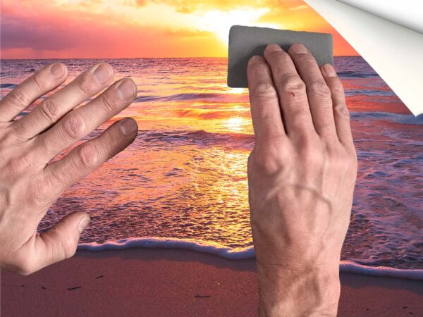 Fotomural Vinilo Atardecer Rosado en Playa