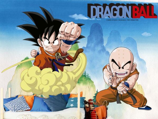 Papel Pintado de Pared Dragon Ball Classic Goku y Krillin montaje