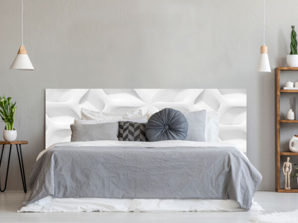 Cabecero Cama PVC Blanco Estrellas Moderno 3D