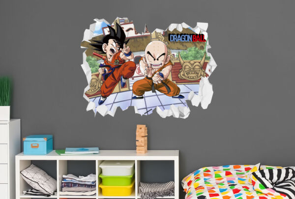 Vinilo de Pared Efecto Hueco 3D Dragon Ball Classic Krilin y Goku Lucha montaje