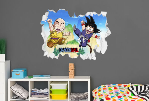 Vinilo de Pared Efecto Hueco 3D Dragon Ball Classic Krilin y Goku montaje