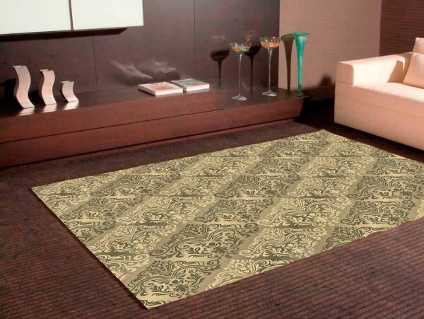 Alfombra PVC Estampado Damasco Dorado