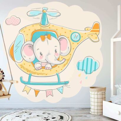 Vinilo Infantil Elefante Helicoptero