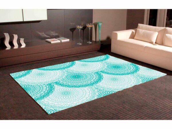 Alfombra PVC Mandala Circular Azul