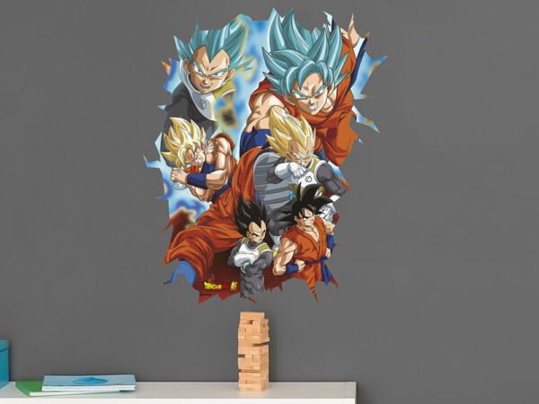 Vinilo de Pared Efecto Hueco 3D Dragon Ball Super Super Saiyan Blue montaje