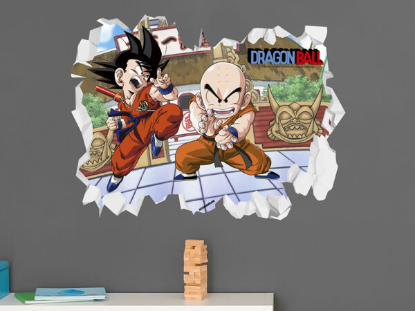 Vinilo de Pared Efecto Hueco 3D Dragon Ball Classic Krilin y Goku Lucha montaje