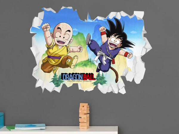 Vinilo de Pared Efecto Hueco 3D Dragon Ball Classic Krilin y Goku montaje