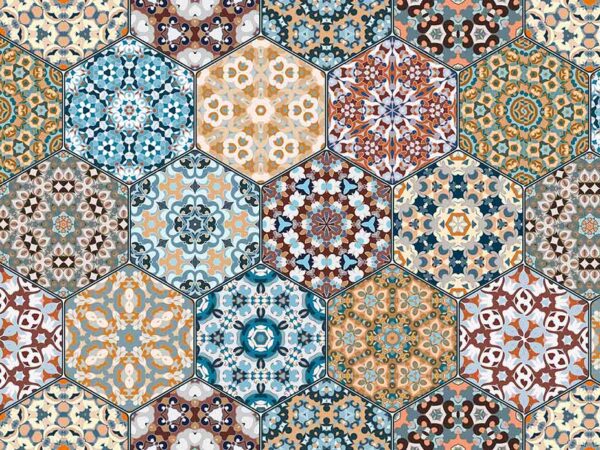 Alfombra PVC Mosaico Hexagonal Ornamental