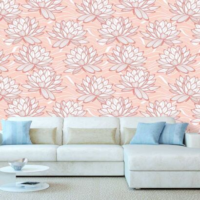 Papel Pintado Flor de Loto Salmon