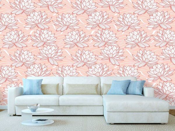 Papel Pintado Flor de Loto Salmon