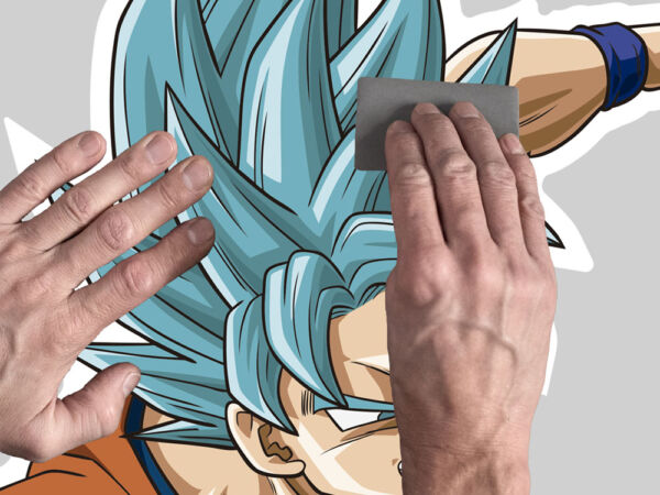 Pegatina pared Dragon Ball Z Goku Super Saiyan Blue colocacion