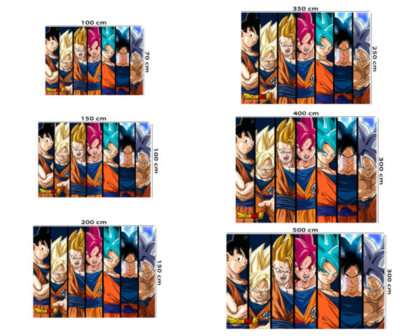 Fotomural Dragon Ball Transformaciones Goku medidas