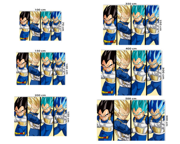 Fotomural Dragon Ball Transformaciones Vegeta medidas