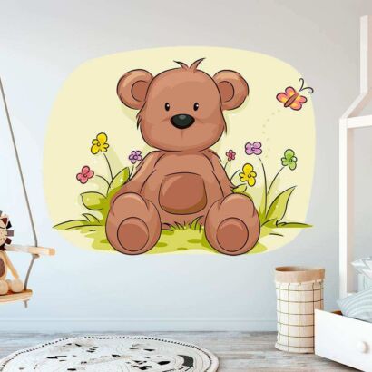 Vinilo Infantil Oso Flores