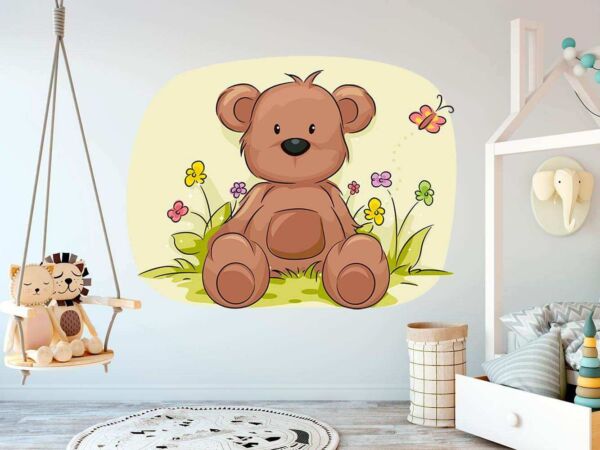 Vinilo Infantil Oso Flores