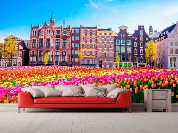 Papel Pintado Tulipanes Ciudad