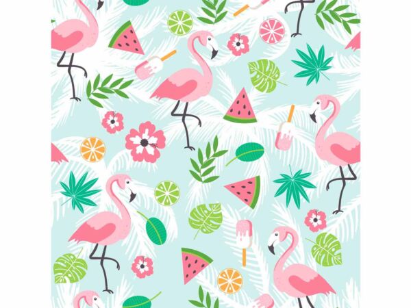 Papel Pintado Flamencos Tropical