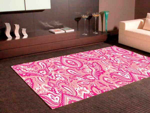 Alfombra PVC Estampado Paisley Rosa