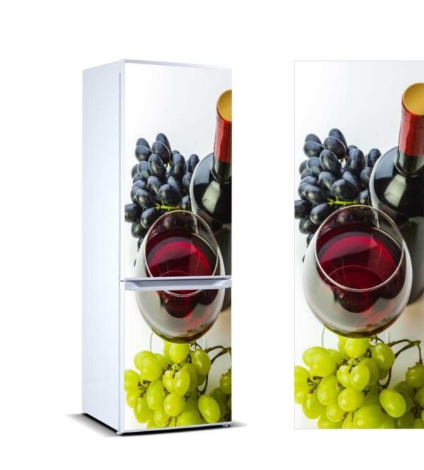 Vinilo Frigorífico Uvas Y Vino