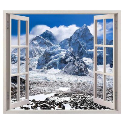 Vinilo ventana Decoracion HabitaciónEverest, Panoramica Nevado Multicolor Diseño Elegante