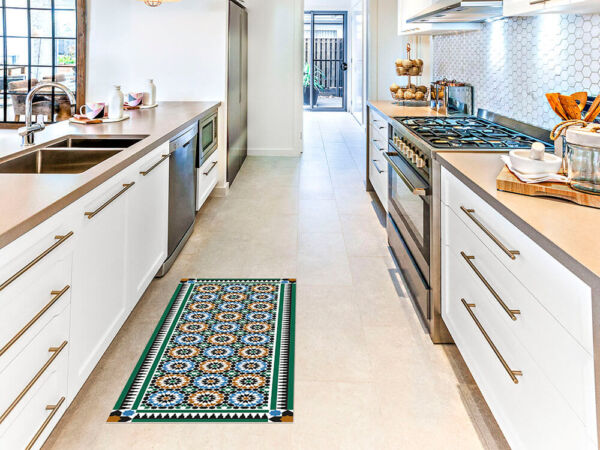 Alfombra vinílica cocina azulejos estilo árabe