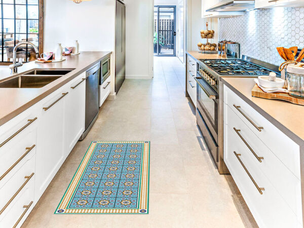 Alfombra vinílica cocina azulejos árabes