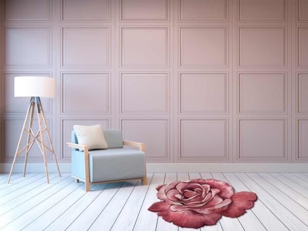 Alfombra PVC Flor Rosa Troquelada