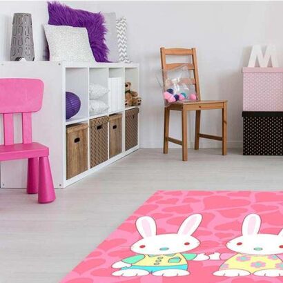 Alfombra PVC Infantil Conejos Corazones