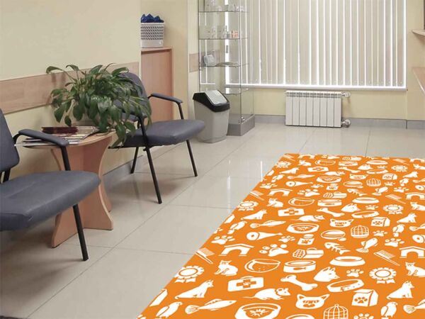 Alfombra PVC Veterinaria Animales Naranja