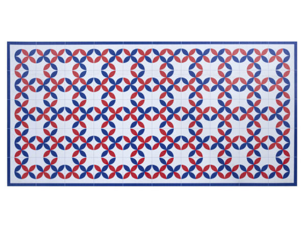 Alfombra vinílica círculos rojo y azul