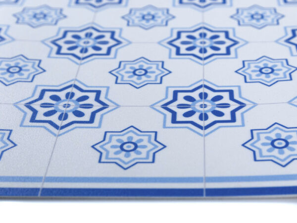 Alfombra vinílica baratas formas azulejos azules