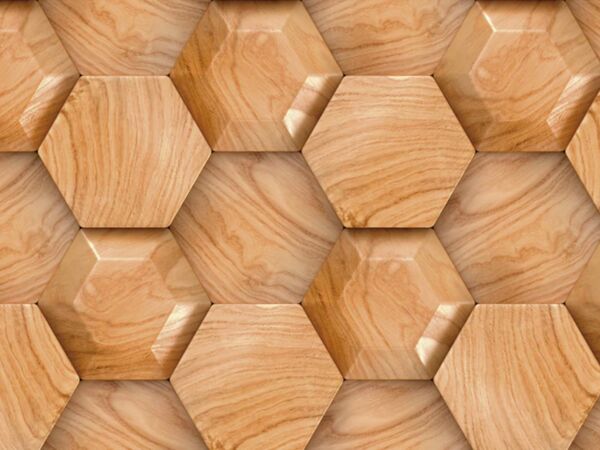 Cabecero Cama Abstracto Madera Hexagonal