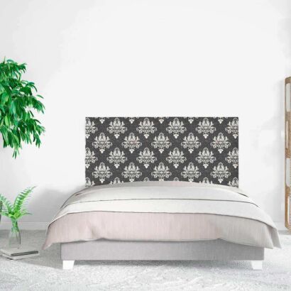 Cabecero Cama Damasco Floral Negro