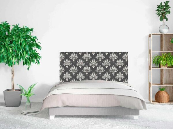 Cabecero Cama Damasco Floral Negro