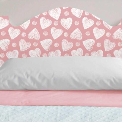 Cabecero Cama Infantil Corazones Lunares Blancos