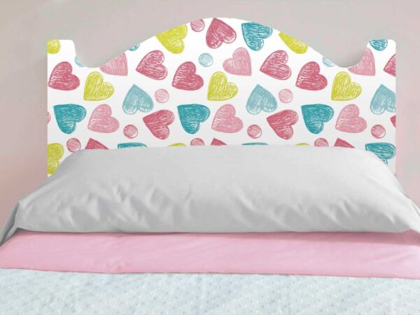 Cabecero Cama Infantil Corazones Multicolor