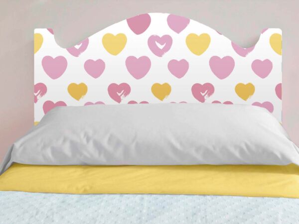 Cabecero Cama Infantil Corazones Rosamarillos