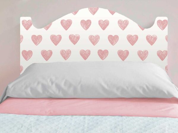 Cabecero Cama Infantil Corazones Rosados