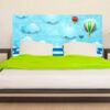 cabecero cama infantil nubes y globos