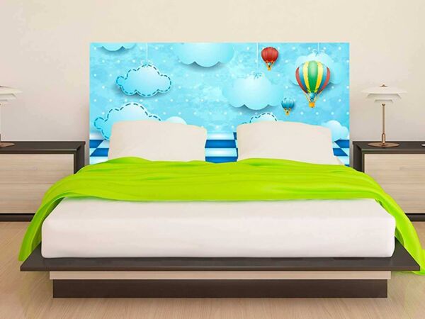 cabecero cama infantil nubes y globos