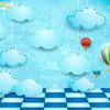 cabecero cama infantil nubes y globos diseno