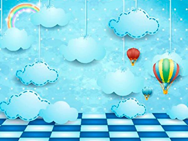 cabecero cama infantil nubes y globos diseno