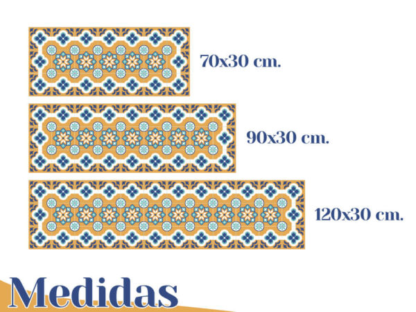 Camino de mesa azulejos naranja y azul medidas