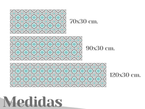 Camino de mesa azulejos gris y aguamarina medidas